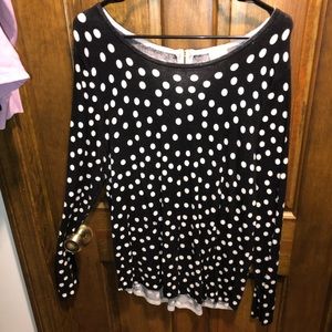 Chico’s Sz 2 Polkadot Sweater black and white